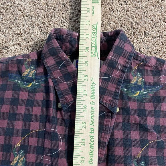 VTG North Crest Button Up Long Sleeve Medium Plaid Fly Fishing Novelty 90s - Picture 6 of 6